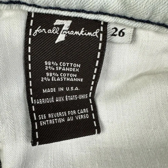 7 Seven For All Mankind 7FAM Jeans Womens 26 Beige Blue Metallic Coated Skinny* - Picture 14 of 16